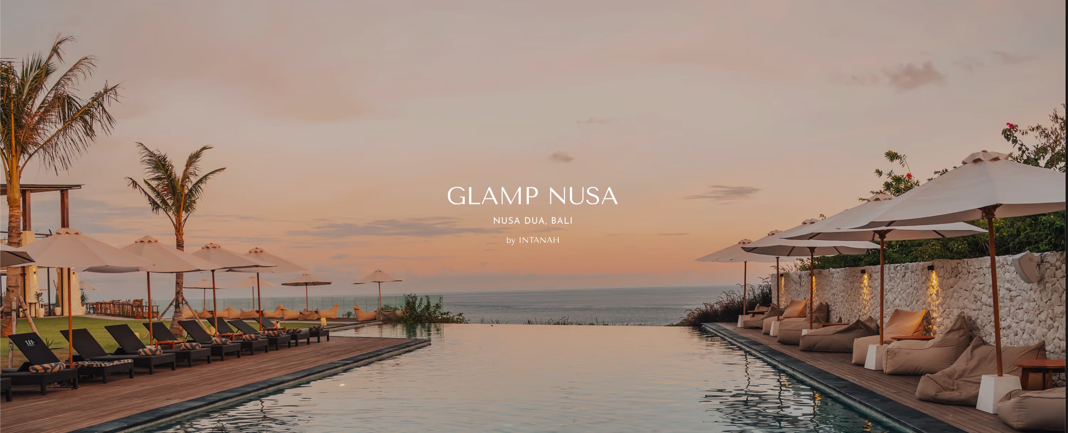 Glamp Nusa venue at sunset